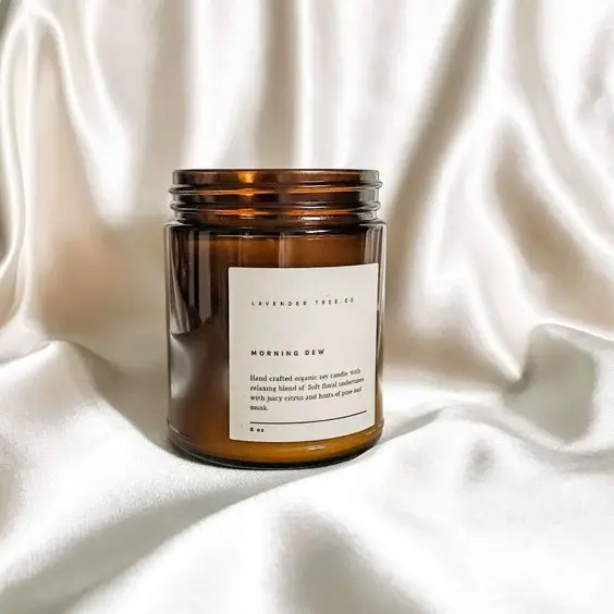 Home Decor Glass Storage Containers 250ml Empty Recycled Straight Sided Amber Glass Candle Jars With Metal Lids