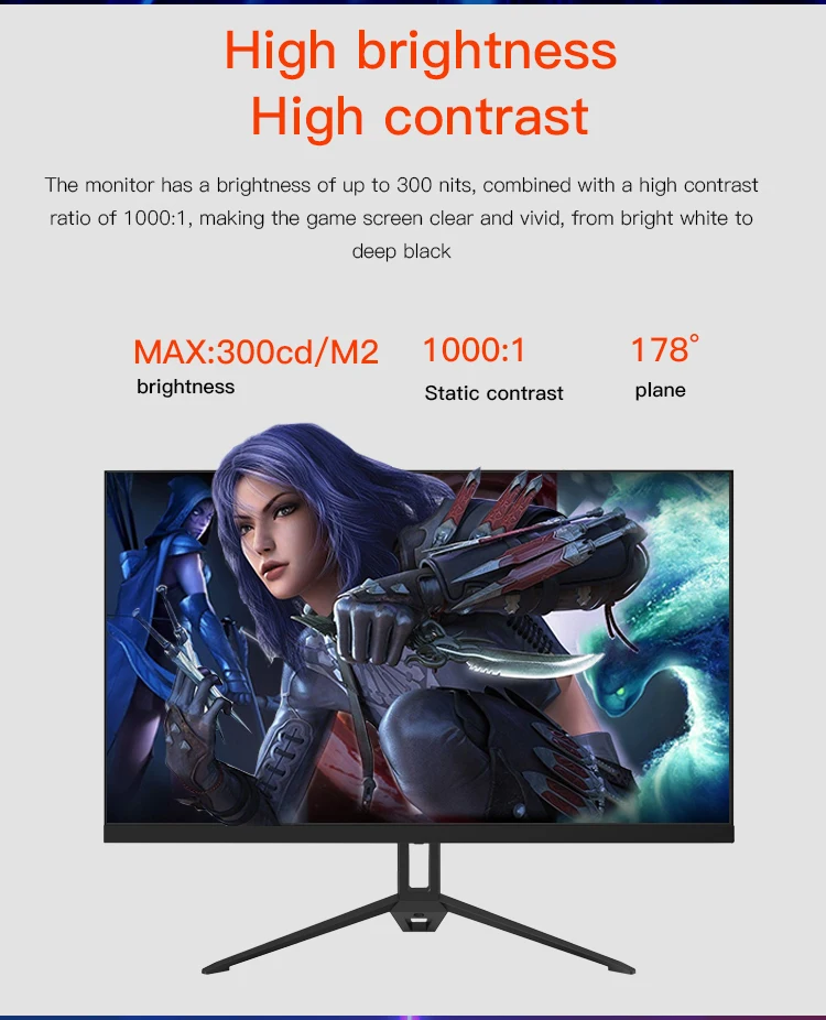 Solid Monitor 24 Inch Curved Gaming Monitor - 144hz, Wide Color Gamut