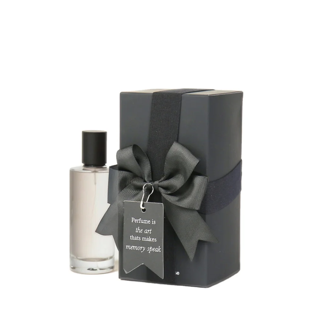 Custom Black Perfume Packaging Box Set Hot Silver Stamping Matt Lamination White Paper Tube Shipping Sponge Glossy Lamination
