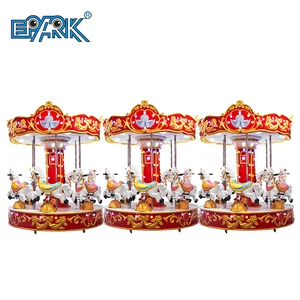 Hot Popular Indoor/Outdoor 6-Player Merry Go Round Carousel Horse Swing Kids' Riding Machine Shopping Malls Made Durable Plastic
