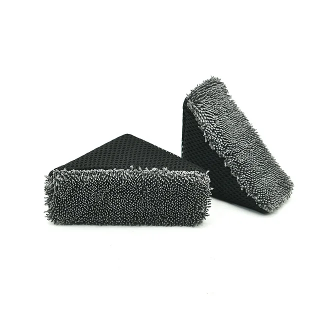 ShineOpen Microfiber Twist Wedge Scrubber Car Detailing Tire Shine Cleaning Sponges Microfiber Applicator Pad