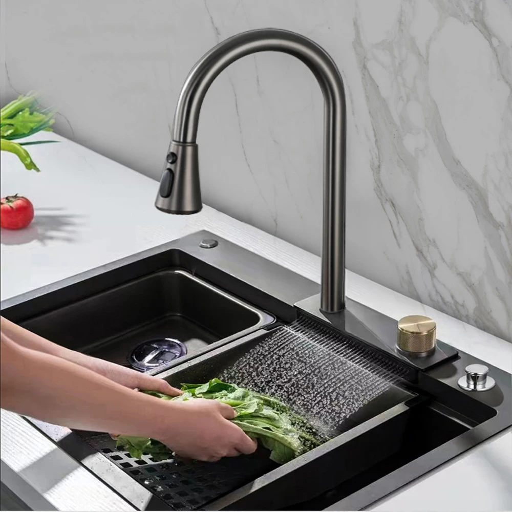 Waterfall Sink Kitchen Stainless Steel Topmount Sink lavabo