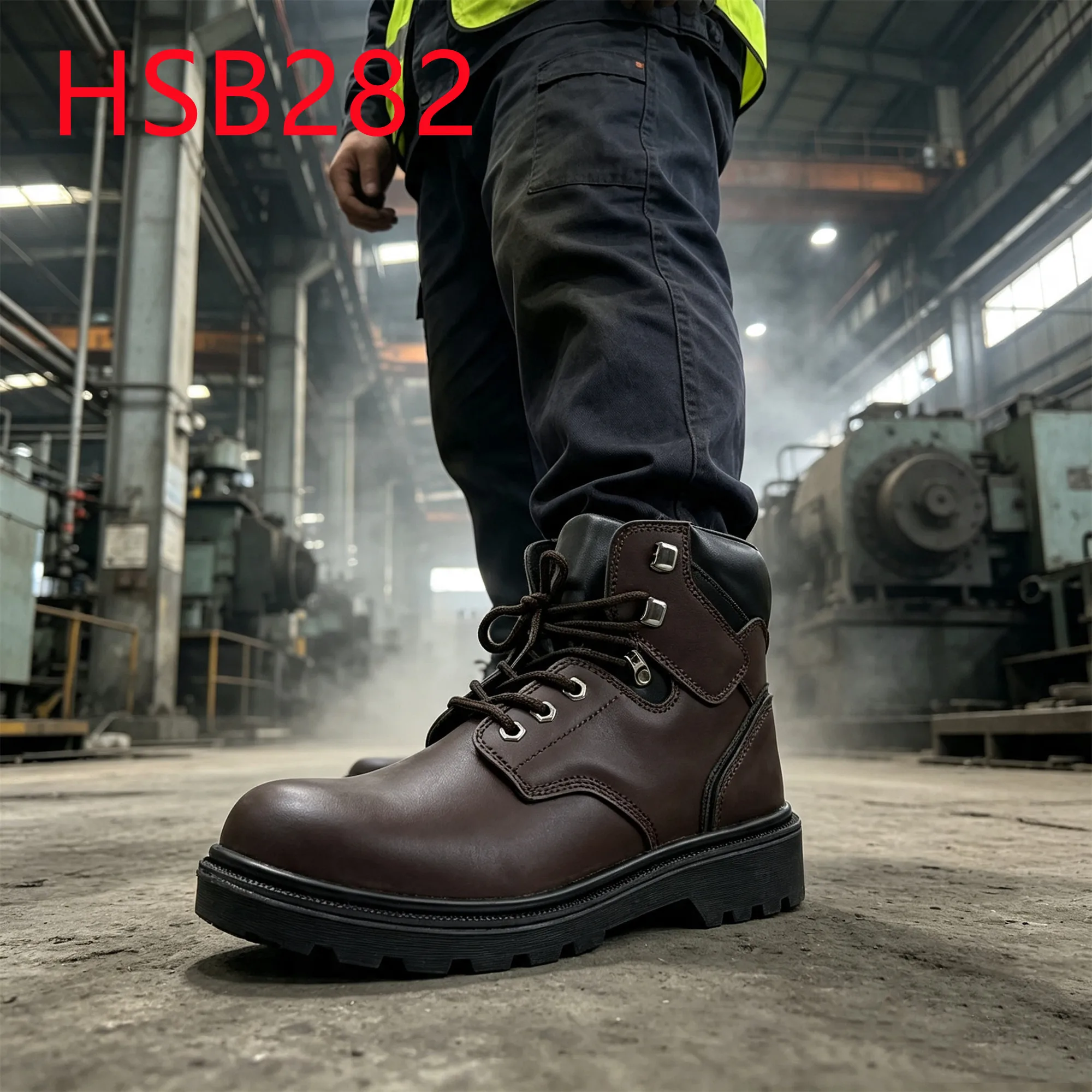 HY,Electrical Work Anti-hit&puncture Dark Brown Hua Singh Safety Boots Unisex-Adults Labor Shoes with Steel Toe in UK HSB282