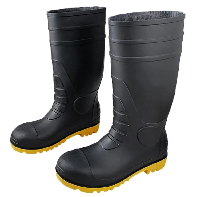 Wholesale Unisex Classy PVC Rain Shoes Food Industry Factory  Waterproof Oil Acid Alkali Resistant With Steel Toe Steel Boots