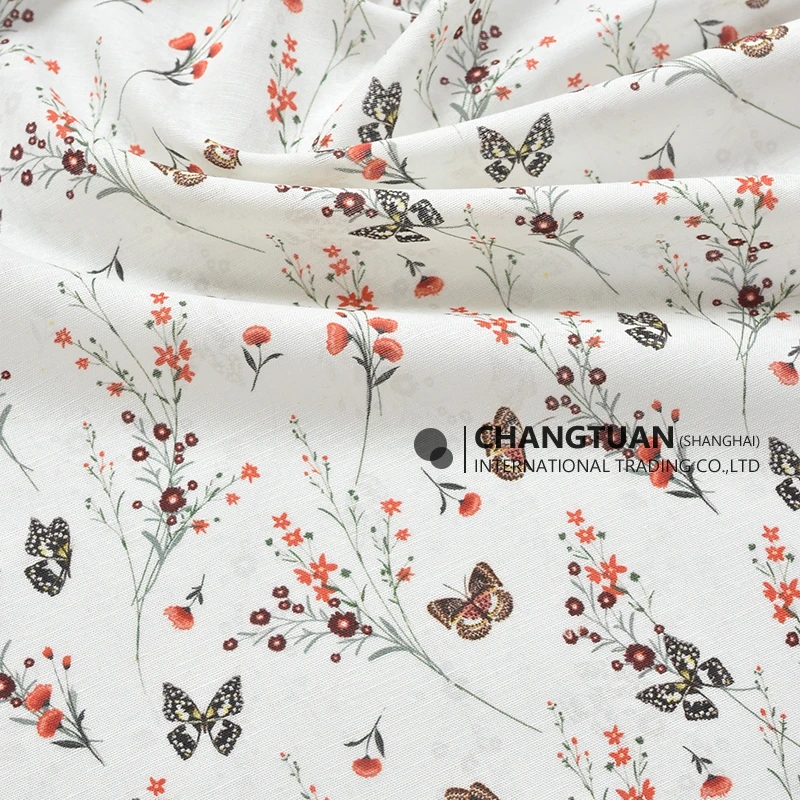 Льняная ткань с принтом