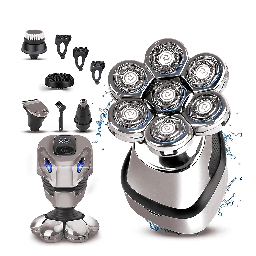 7d Shaver Electric Rechargeable Headshaver Waterproof Rotary Razor