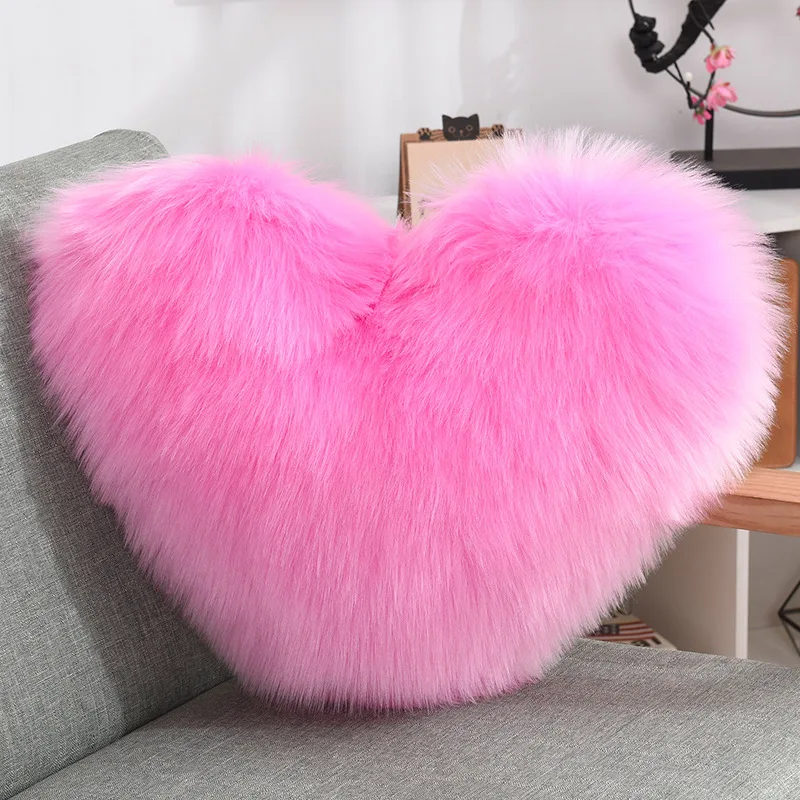 Aoyatex creative heart-shaped plush throw pillow cushion Cushion with core sofa waist cushion office seat wool pillow manufacture