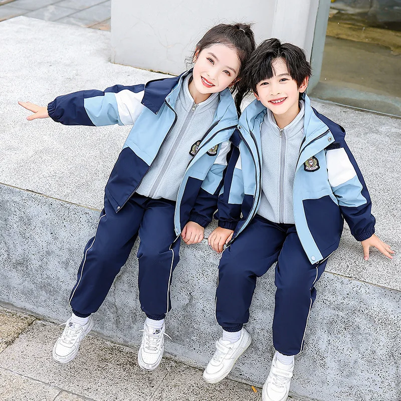Children's Hardshell Jacket School Uniform Winter Three-piece Student Uniform Thickened Warm 3-18 Years Old Manufacturers