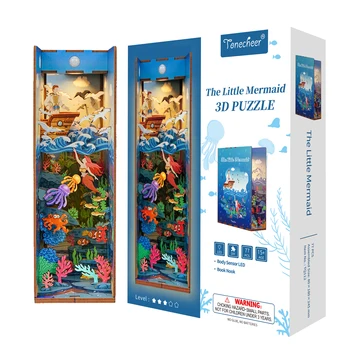 TonecheerリトルマーメイドブックエンドDIYブックヌックドールハウス