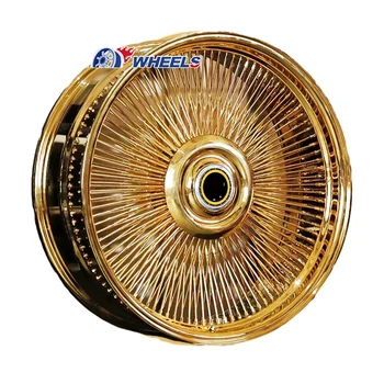 20 22 24 26 28 Inch Rims Spoke  Wheels Gold Forged  Wheel Aluminum Custom Alloy gold wire wheels