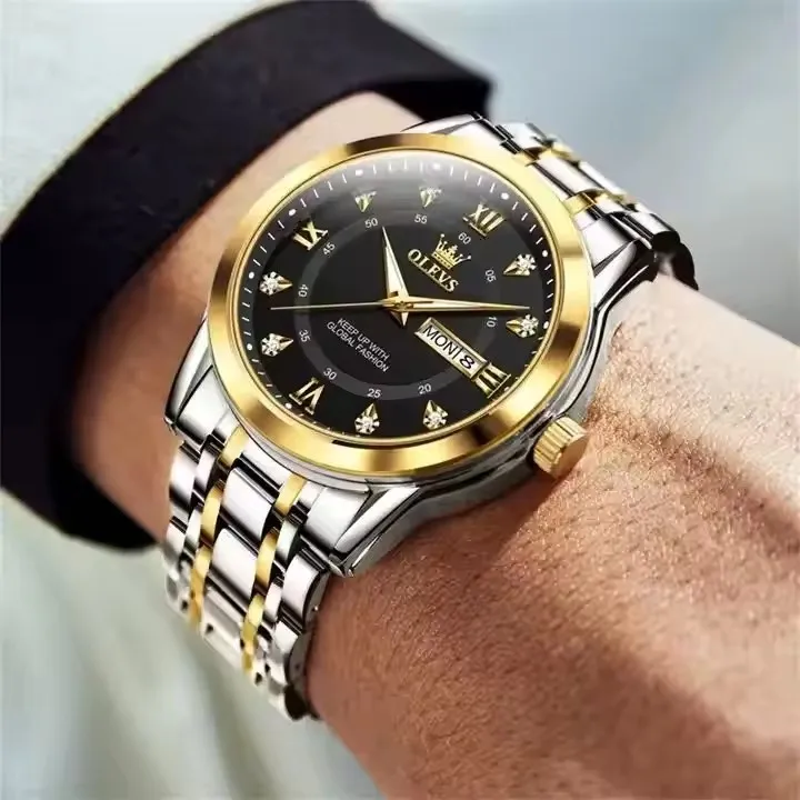 OLEVS 5513 Quartz Watch for Men - Luxury Diamonds Gold Watch