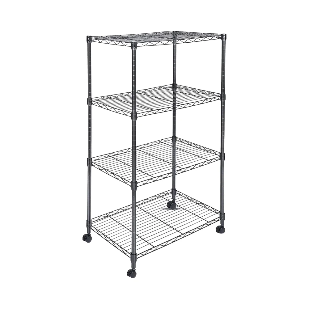 4 Tier NSF Shelving Unit, Adjustable Storage Shelves with Wheels, Wire Shelving, 400 Lbs Capacity Per Shelf