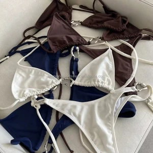 Summer Beach Bikini Set   Solid Bikini Women's Swimsuit Triangle Bikini Swimsuit Swimwear