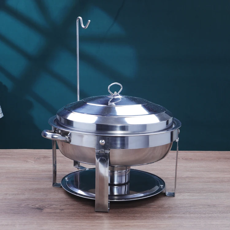 Hotel Chafer Dish Buffet Set Stainless Steel Food Warmer Buffet Stoves Stainless Steel Round Chafing Dishes With Lid_8