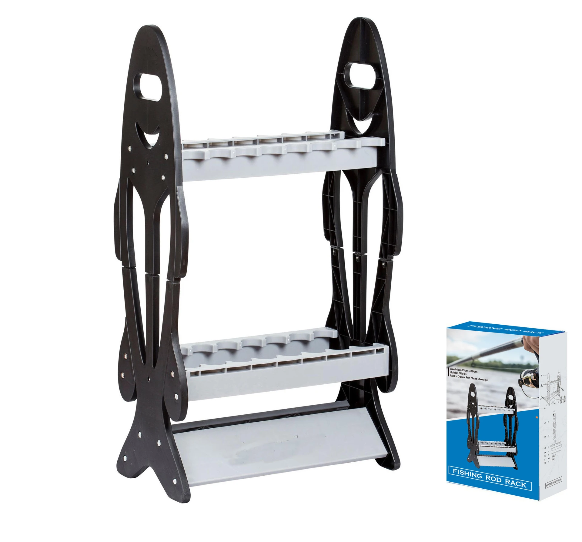 Lightweight 16Holes ABS Fishing Pole Racks Display Support Stand Fishing  Rod Rack Folding Plastic Fishing Rod Pod Support Holder