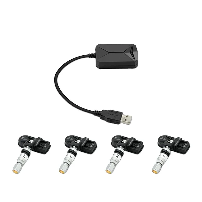 XTRONS TPMS08 Car USB TPMS Sensor for Android Head Units , Tire Pressure Monitoring Alarm System With 4 Internal Sensors