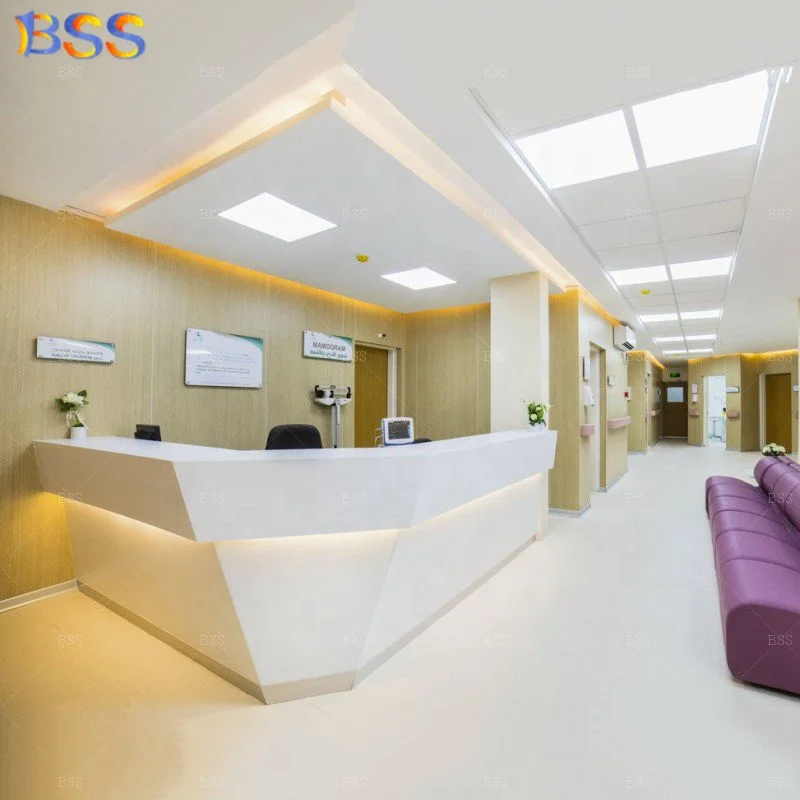 Reception Counter Medical Spa Design Modern Contemporary Artificial Marble L Shape White Medical Reception Counter