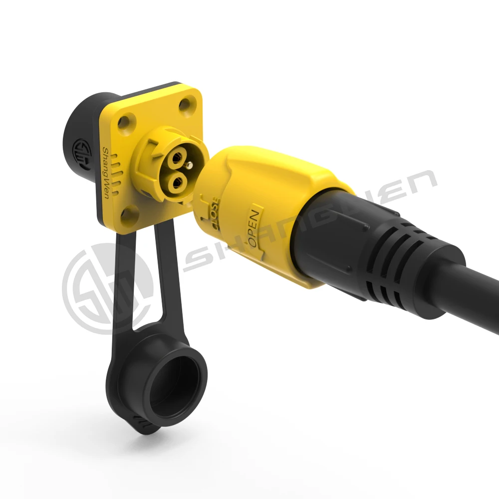 M19 Series Push-pull Self-locking Yellow Connection Industrial 3 Pin Female Male Plug Power Connector