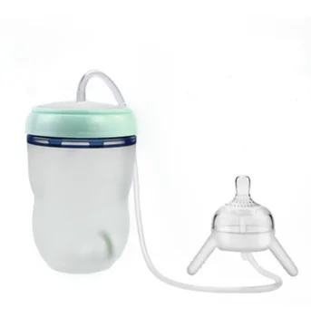 100% Food Grade material  milk feeding baby bottles silicone  hands free baby feeding bottle