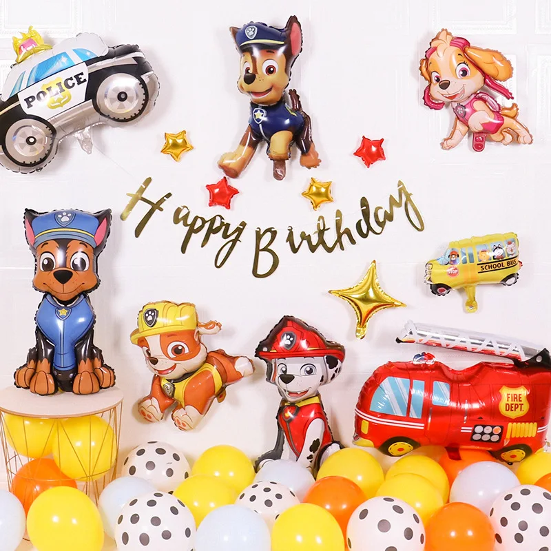 YELLOW Paw Dog Patrol Theme Happy Birthday Banner Party Supplies For Boys And Girls Children Puppy Birthday Decoration 