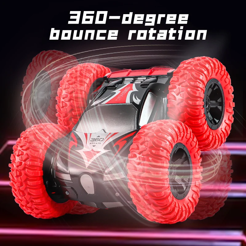 Remote Control Stunt Car 4WD Dual Exhaust Pipes Smoke Spraying RC Cars Double Ricochet Stunt Car with Light