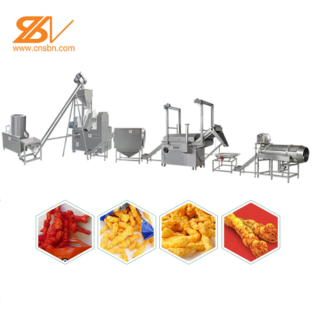 Mini Cheetos Kurkure Nik Naks Puffed Snacks Food Extruder Making Machine Full Setup Production Line Machinery