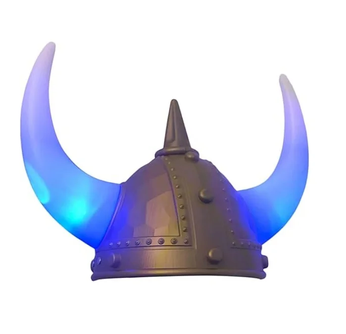 LED Light up Viking Helmet With Horns Braids for Medieval Warriors Costume Fancy Dress Accessory Hat for Themed Party