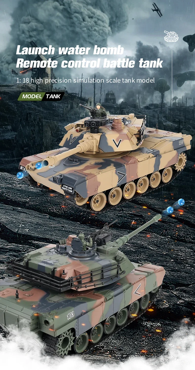 Dwi Dowellin 2.4g 1:18 Remote Control Tank Toy Children Military Battle ...