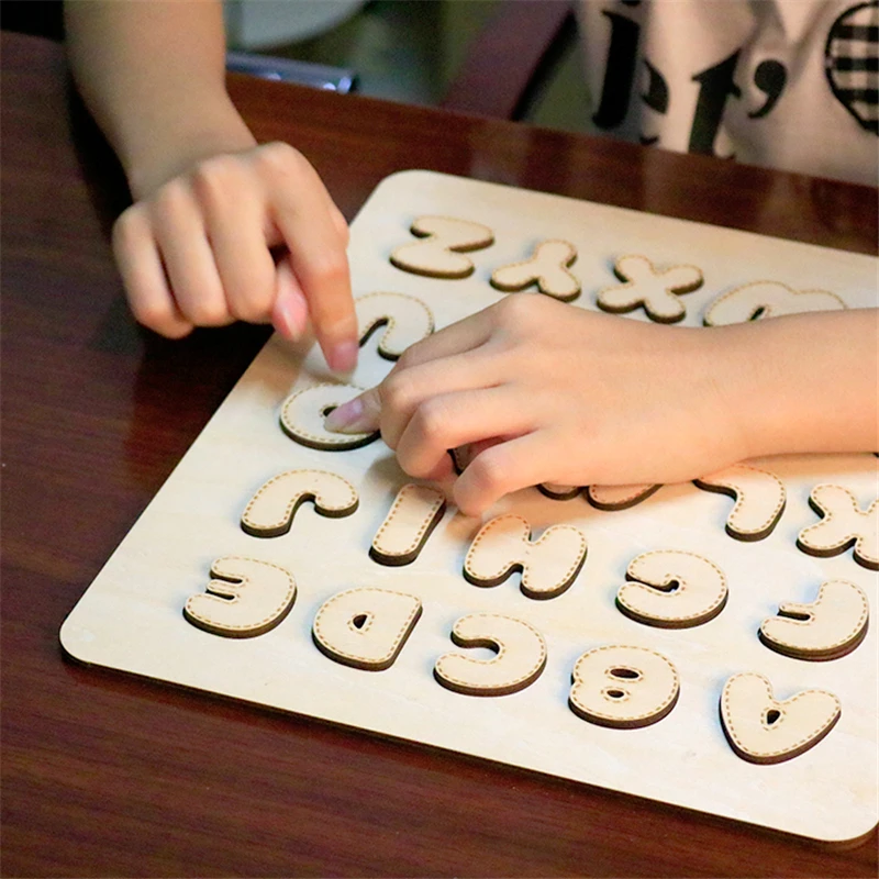 Laser Cut Custom Wooden Alphabet Puzzle Letter Jigsaw Tablebase  Early Educational DIY Toys  Wooden Letters Alphabet Craft