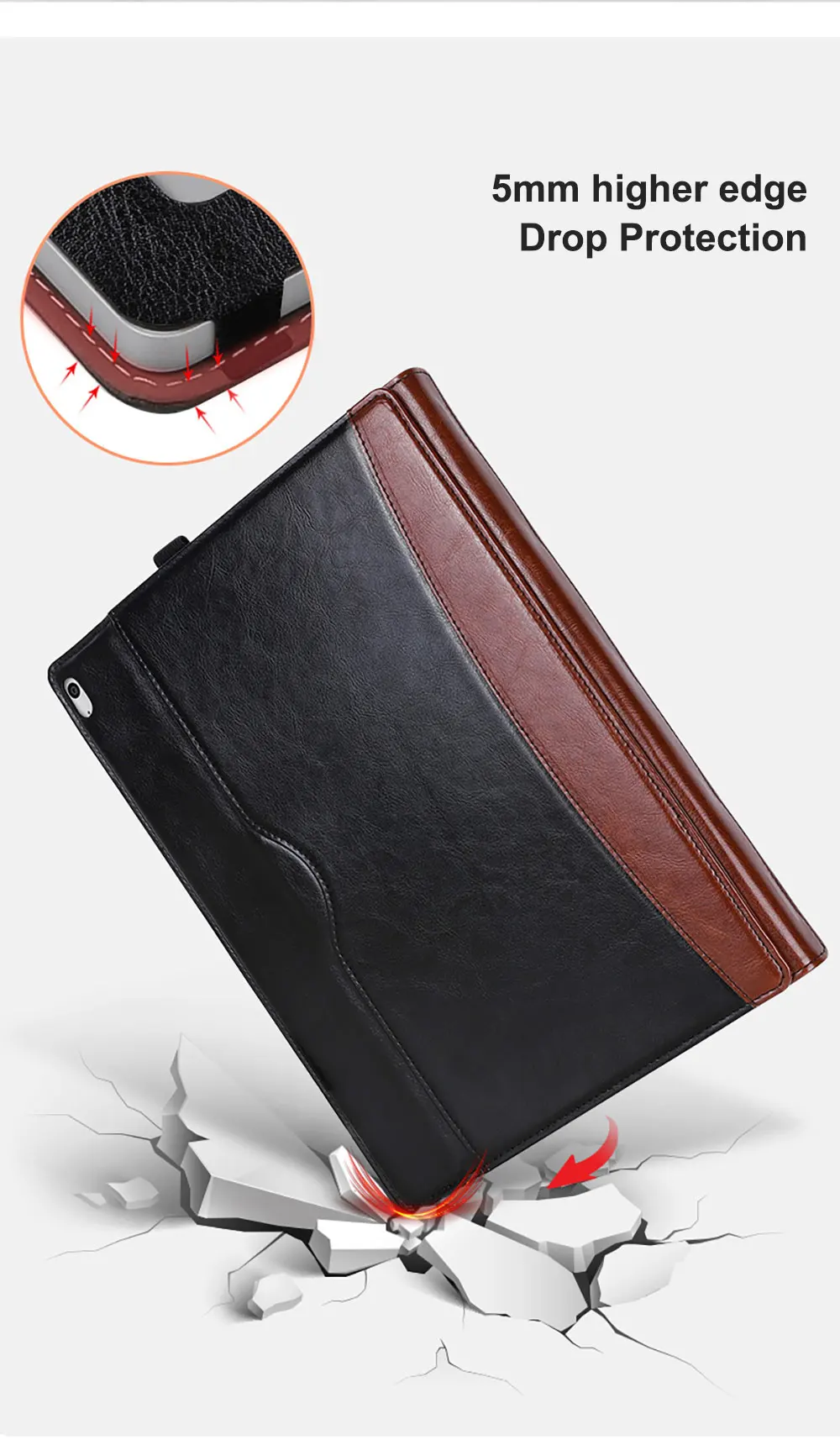 Leather Tablet Cover For Surface Book 1 2 3 13.5 Inch Simple Business Case Protective Anti Fall Adjustable Holder Pbk207 Laudtec factory