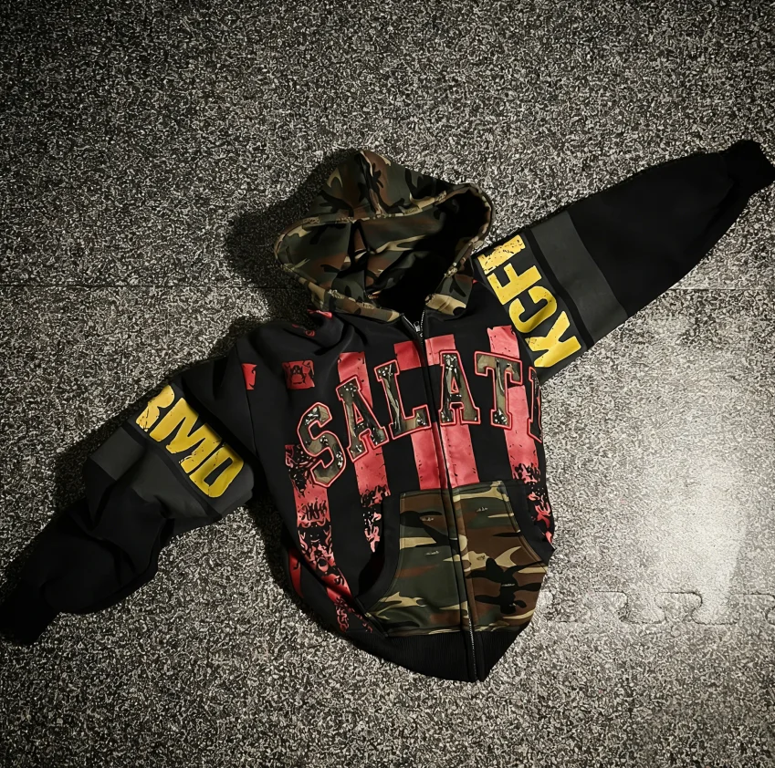 SALATI OEM Custom Acid Washed DGT Digital Printing Embroidery Streetwear Heavyweight Distressed Sun Faded Hip Hop Men's Hoodie gallery 2
