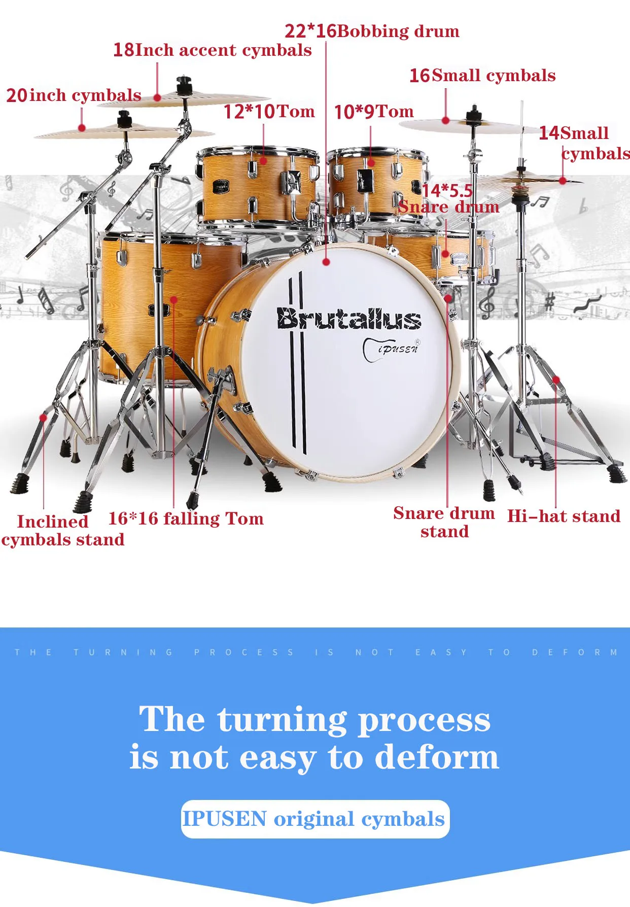 Jazz Drum Set Musical Instrument Acoustic Drum Set Musical Instrument