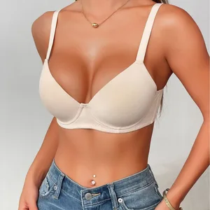 European American Cross-Border Exclusive Lightweight Soft Breathable Nylon Bra Large Busts Minimizing Push-Up Underwire Side
