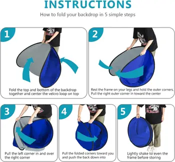 NEEWER  2 in 1 Collapsible and Reversible Background Double Sided Blue Screen and Gray Screen Chromakey Backdrop for Photography detail image