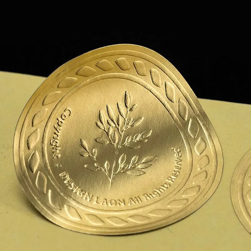 Custom Logo 3D Embossed Brand Design Self Adhesive Matte Textured Label Paper Boxes Seal Stickers Labels with Foil Printing