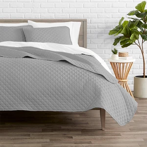 3-Piece 100% Polyester Brushed Microfiber Bedspread Set Solid Color Ruffle Skirt with Quilted Design for Bedroom Home Hotel Use