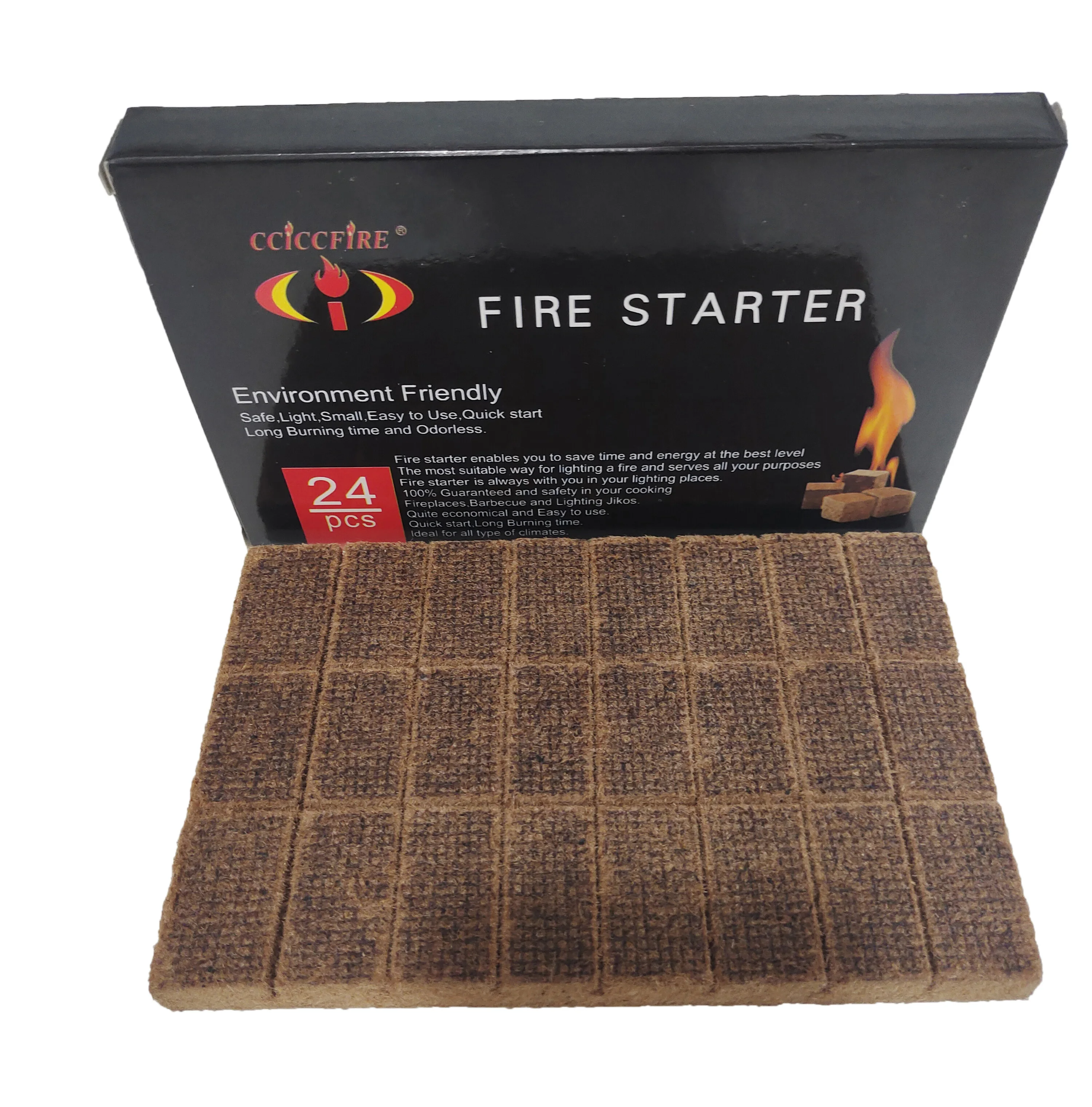 Natural Wood Fiber Fire Starter Cubes with Paraffin Wax Mesh Accessory for Fireplace Barbecue Survival Gear