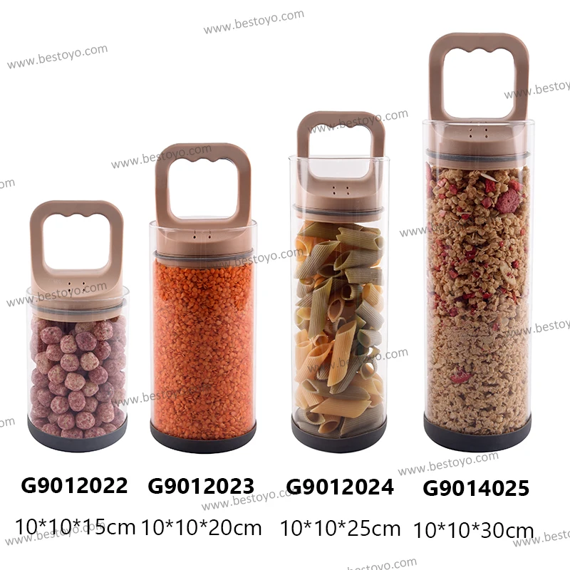 Vacuum Storage Canister Set with Plastic Folding Handle Lid High Borosilicate Glass Jar