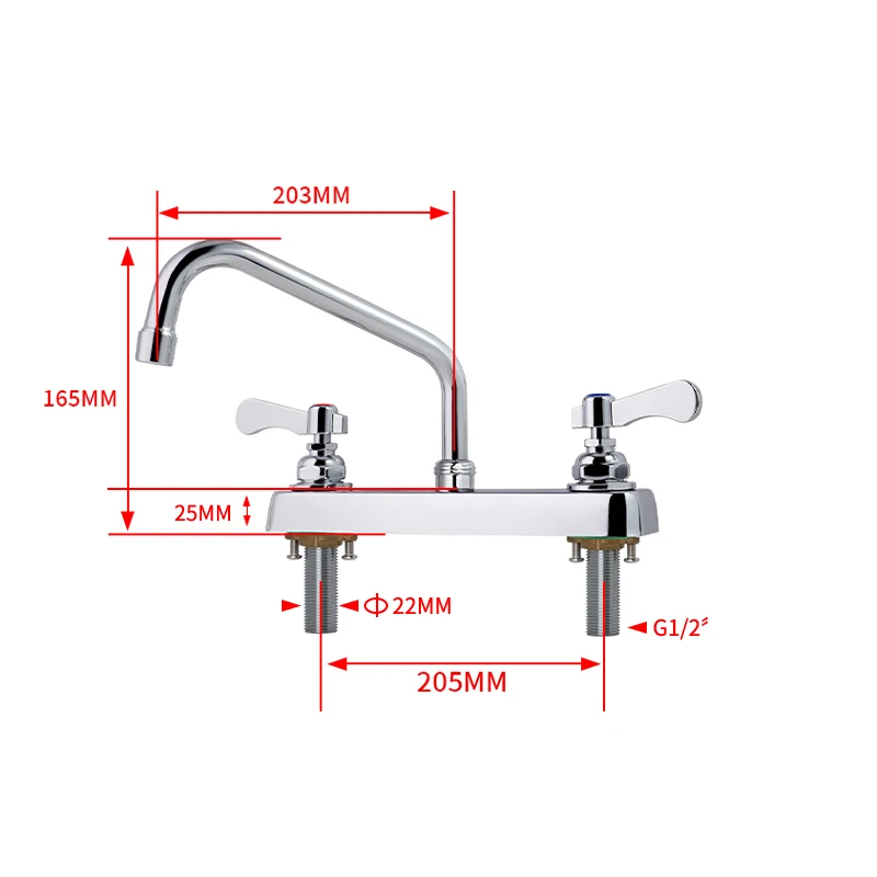 Hot Selling Modern Design Dual Handle Brass Water Tap Hot Cold Commercial Kitchen Sink Faucet for Application 2 Holes factory