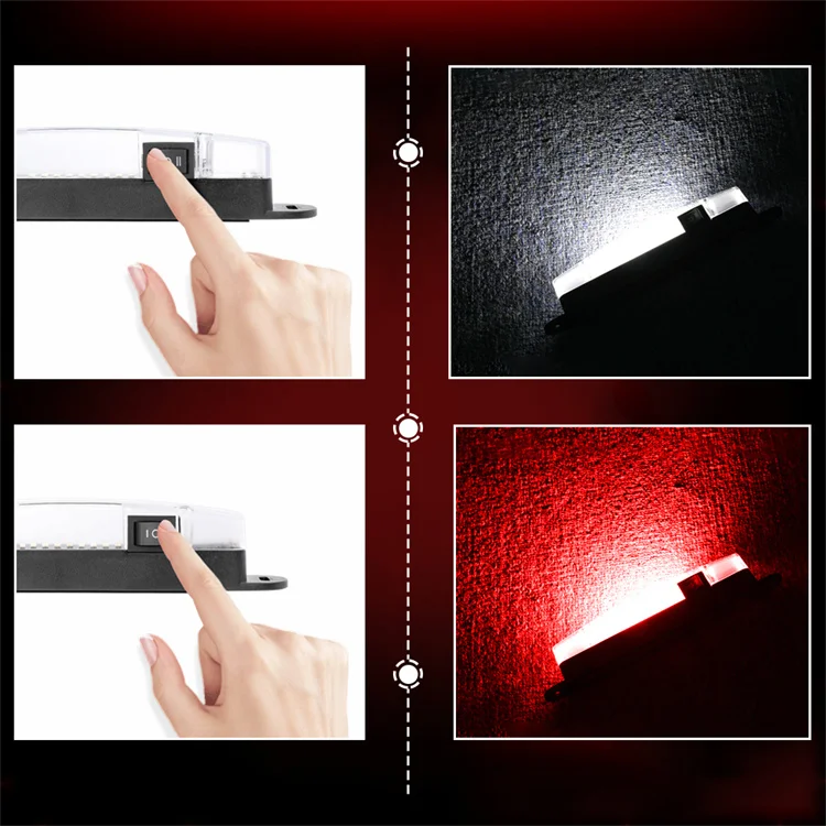 White and Red Dual Light Modes Battery Powered UTV Dome Light