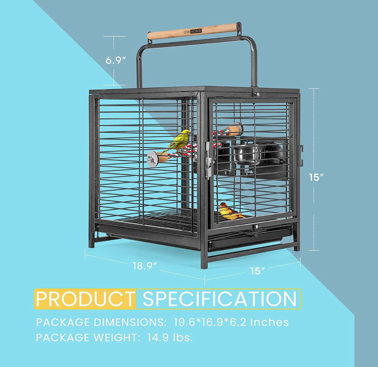 New Design Metal Luxury Pet Stroller Cage Parrot Birds Stand Cages