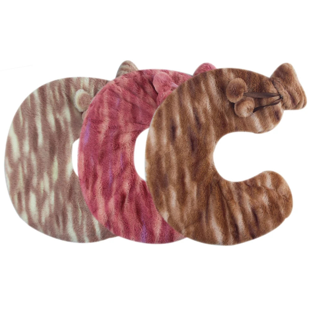 wholesale u shaped rubber hot water bottle neck health care hot water bag with soft plush cover