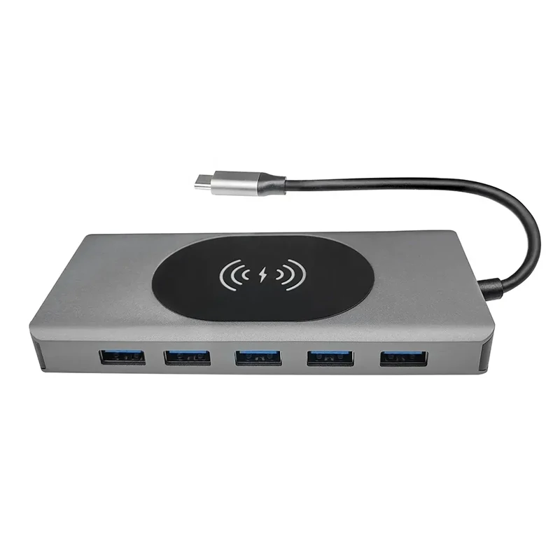 Chinese factory supplier supply  Type C Hub With Wireless Charging 14 In 1 Dual Hdtv Gigabyte Lan Rj45 1000mbps Sd Tf For Laptop 14-in-1 Usb-c Hub - Buy Station Charger Usb 3.0 Laptop 14 In 1 Usb C Hub