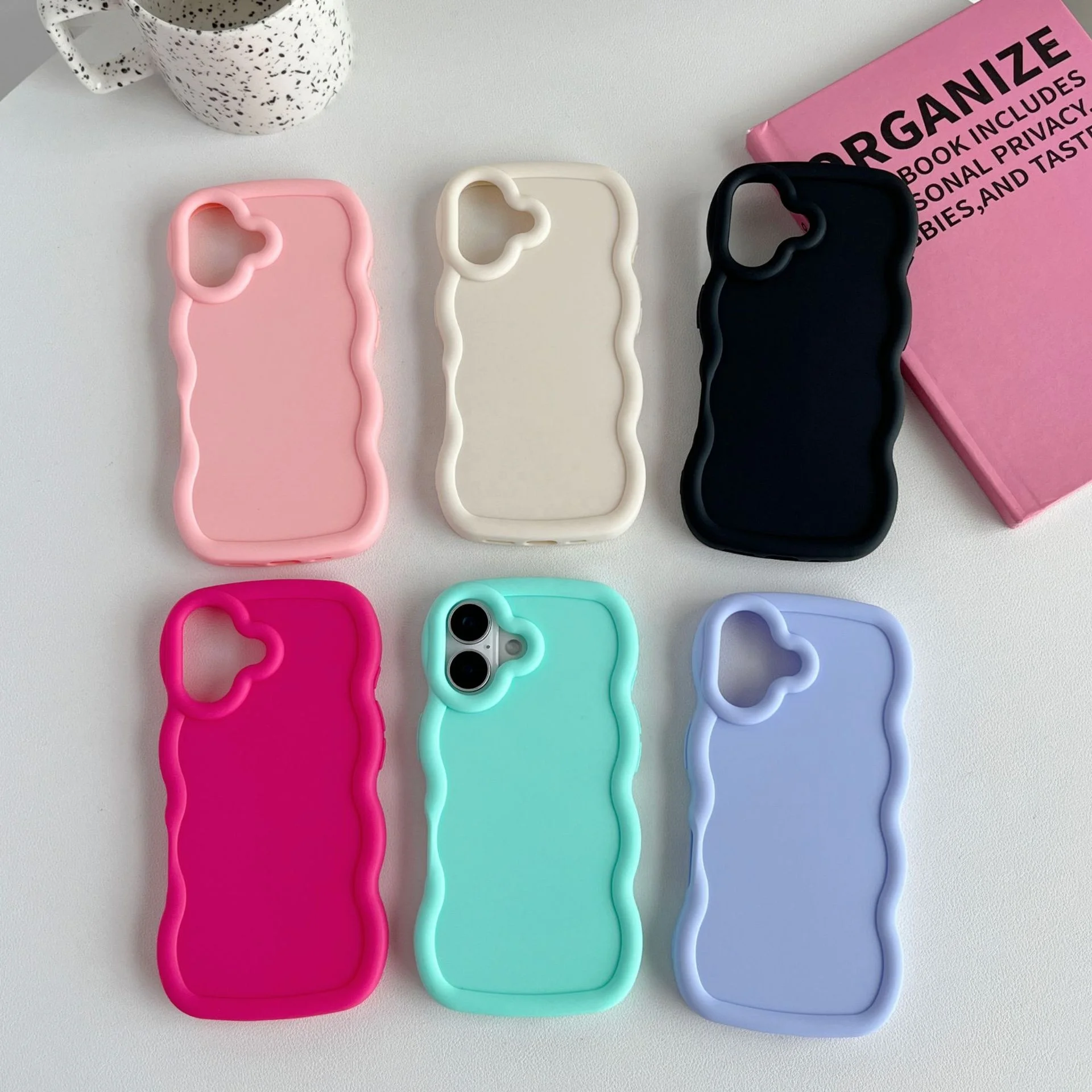 Sea Wave Phone Cover For Iphone 16 15 14 13 12 11 Plus Pro Max Solid Color Soft Tpu Camera Protection Back Case