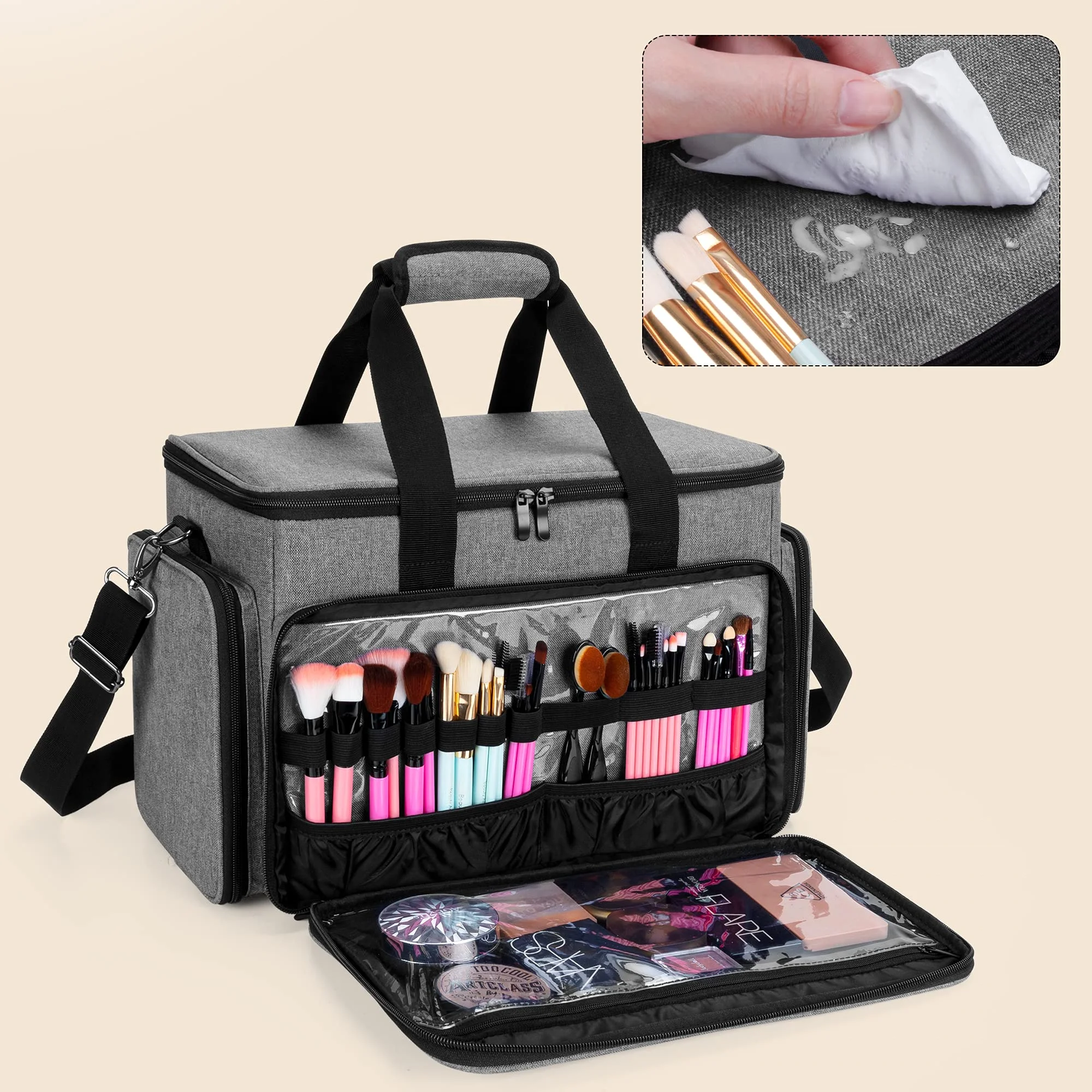 Source Extra Large Makeup Storage Organizer Box Portable Shoulder Carry  Professional Custom Cosmetic Makeup Bag Box on m.