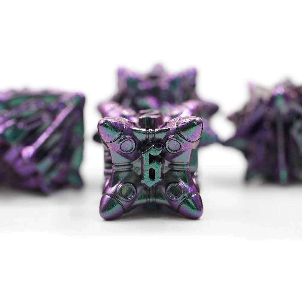 Purple Metal Dice Zinc Alloy Dnd Rpg Custom Digital Metal Polyhedral Standard Size Rocket Dice