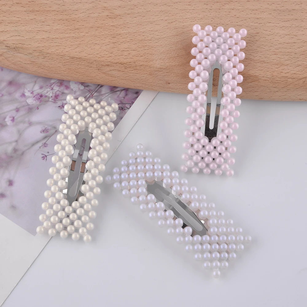 Модные заколки для волос с искусственным жемчугом треугольные геометрические заколки для волос с жемчугом для девочек женские аксессуары для волос Элегантные Заколки Для Волос