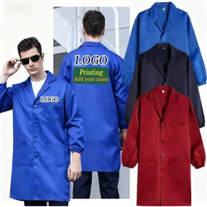 Customizable Logo Dust-Proof Work Clothes Blue Work Coat Workwear Long Sleeves Dustproof Labor Protection Coverall for Workshops
