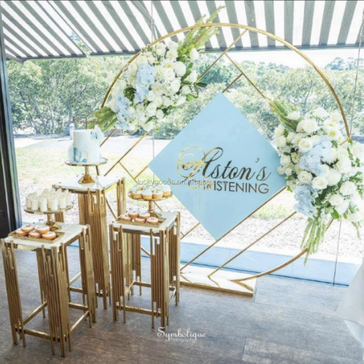 LDJ1036 Geometric Metal Arch Door Tunnel Lighted Wedding Backdrops Panels Props Stage Wedding Favors Decoration Luckygoods White