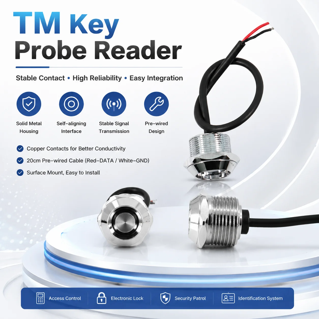 Access Control Use TM IButton Probe DS9092 IButton Key 1-wire Reader Without LED